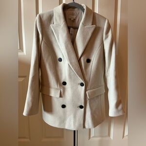 LOFT Cream Double-Breasted Blazer